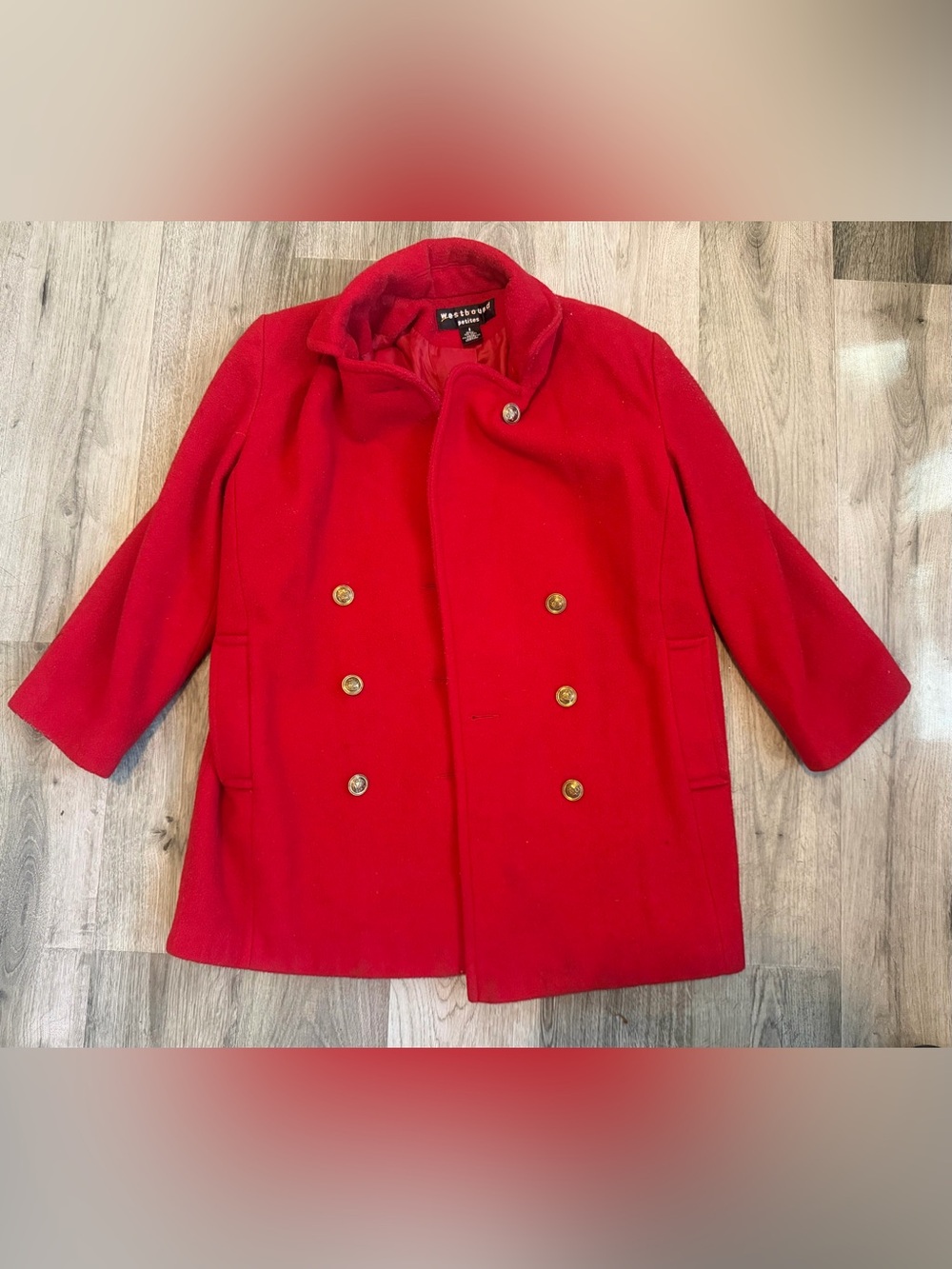 Westbound Petites Bright Red Double-Breasted Women’s Peacoat Size 8